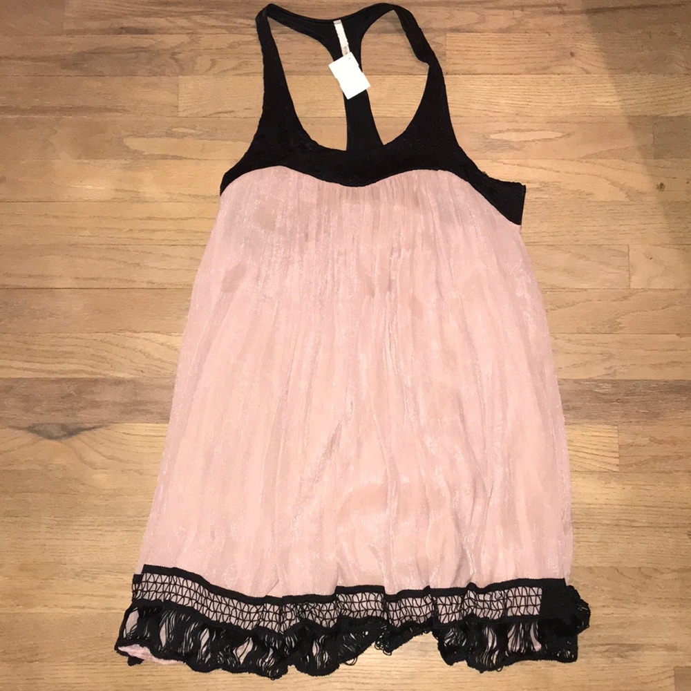 Contrast silk fringe dress